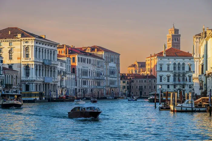 Framed Print : Grand Canal (Canal Grande) at sunset, Venice, Veneto, Italy