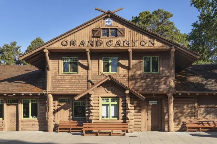 Framed Print : Grand Canyon Railway Depot, South Rim, Grand Canyon Nationalpark, Arizona, USA Framed Print : Grand Canyon Railway Depot, South Rim, Grand Canyon Nationalpark, Arizona, USA