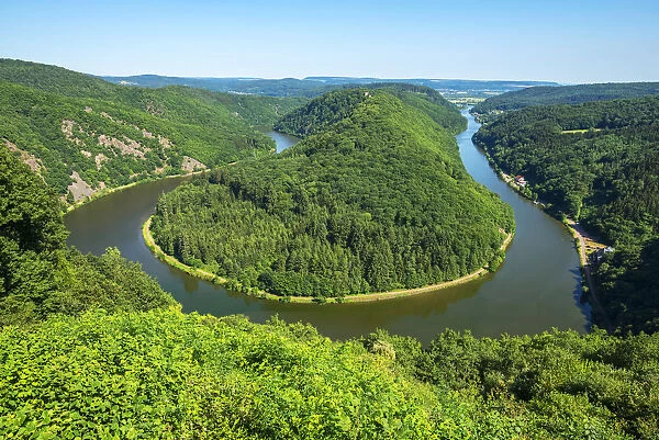 Grand horseshoe bend of river Saar near Orscholz, Saarland, Germany