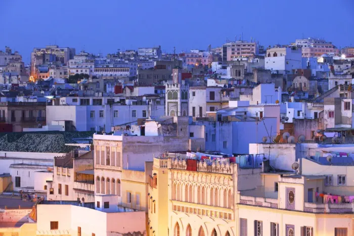 Framed Print : Grand Mosque and Medina at Dawn, Tangier, Morocco, North Africa Framed Print : Grand Mosque and Medina at Dawn, Tangier, Morocco, North Africa