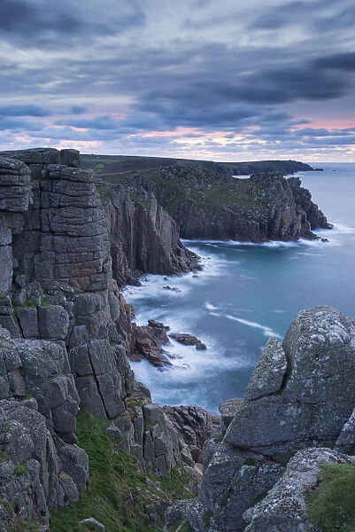 Granite cliffs from Pordenack Point, Lands End, Cornwall, England. Winter