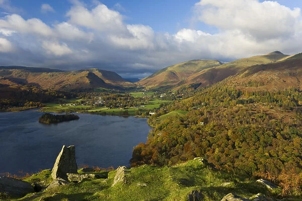 Grasmere lake and village from Loughrigg Fell, Lake District, Cumbria, England