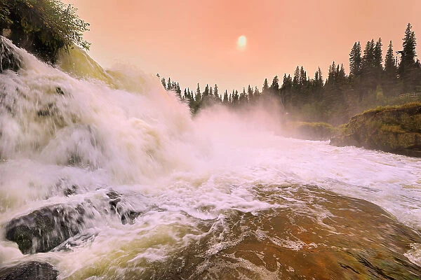 Grass River at Pisew Falls, Manitoba's second tallest waterfall Pisew Falls Provincial Park, Manitoba, Canada
