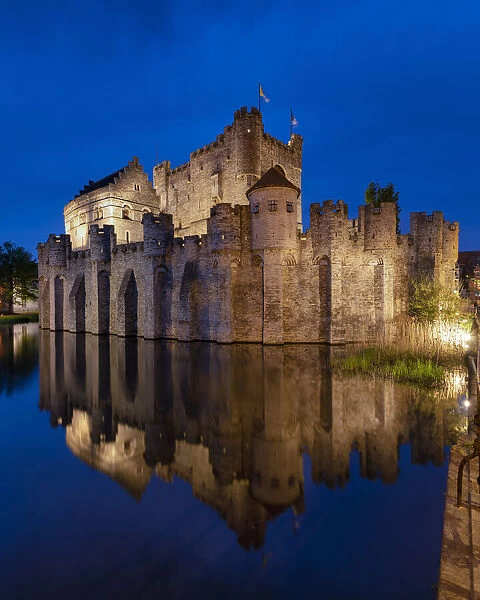 Gravensteen Castle at Twilight, Ghent, Belgium