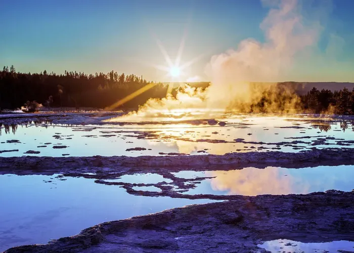 Framed Print : Great Fountain Geyser, Sunset Yellowstone National Park Wyoming, USA Framed Print : Great Fountain Geyser, Sunset Yellowstone National Park Wyoming, USA