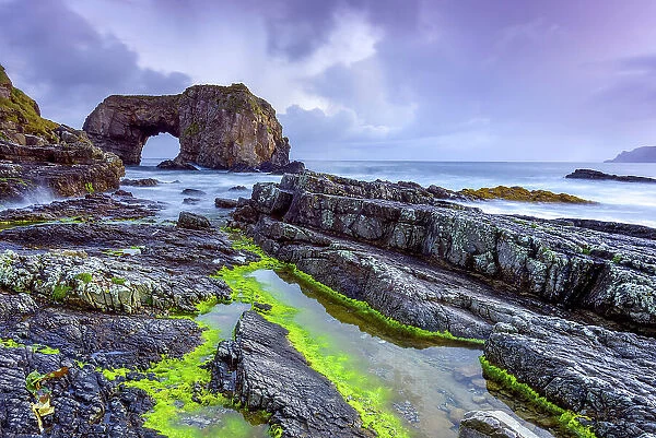 The Great Pollet sea arch at sunrise, County Donegal, Ulster region, west coast of Ireland, Ireland, Europe