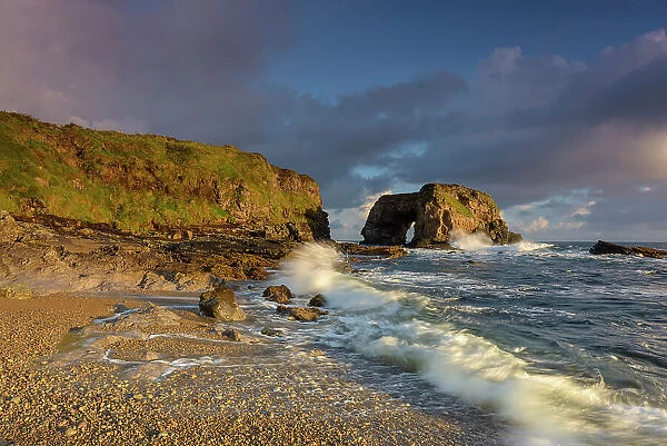 The Great Pollet sea arch at sunrise, Fanad, County Donegal, Ulster region, west coast of Ireland, Ireland, Europe