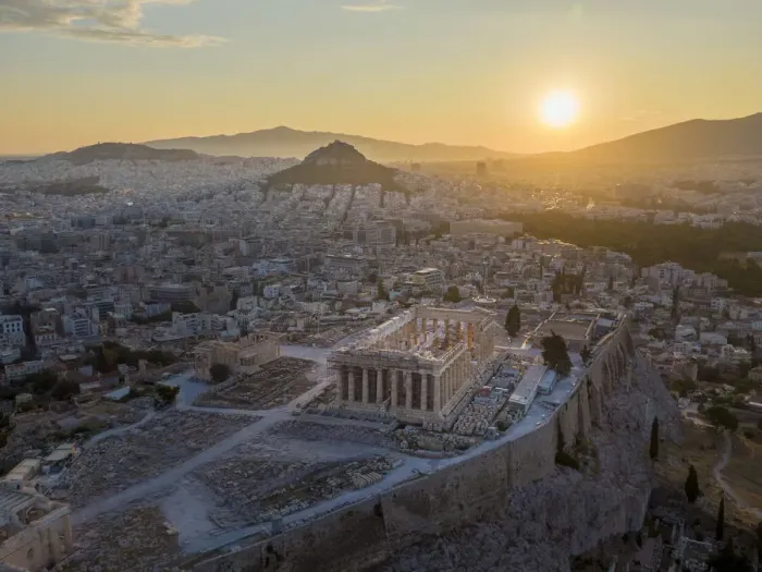 Framed Print : Greece, Athens, Aerial view of the Parthenon