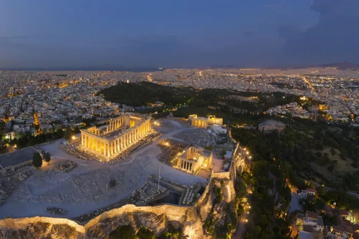 Framed Print : Greece, Athens, Aerial view of the Parthenon Framed Print : Greece, Athens, Aerial view of the Parthenon