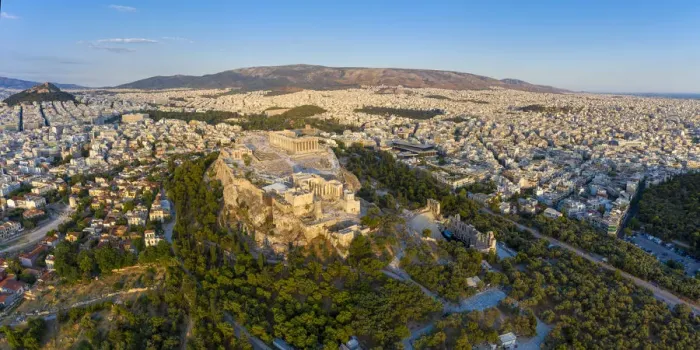 Framed Print : Greece, Athens, Aerial view of the Parthenon Framed Print : Greece, Athens, Aerial view of the Parthenon