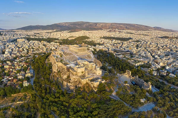 Greece, Athens, Aerial view of the Parthenon
