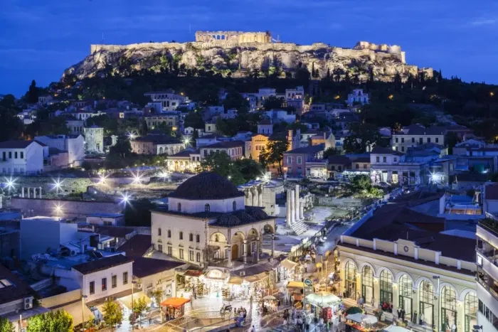 Framed Print : Greece, Athens of Monastiraki Square and Acropolis