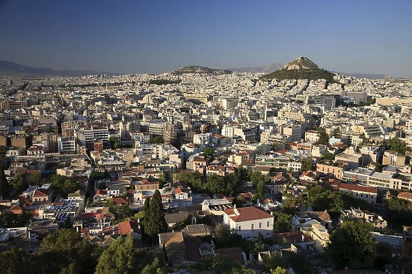 Greece, Attica, Athens, The Acropolis, Lykavittos Hill and City of Athens
