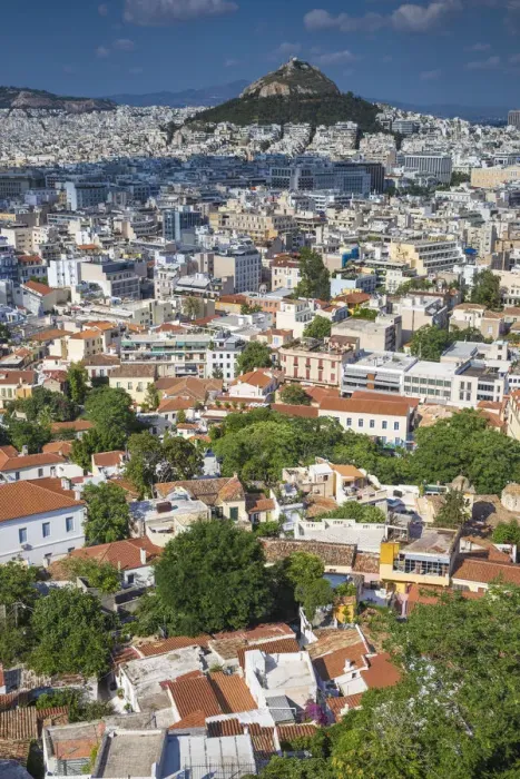 Framed Print : Greece, Attica, Athens, Greece, Attica, Athens, View of Central Athens - Plaka towards Framed Print : Greece, Attica, Athens, Greece, Attica, Athens, View of Central Athens - Plaka towards