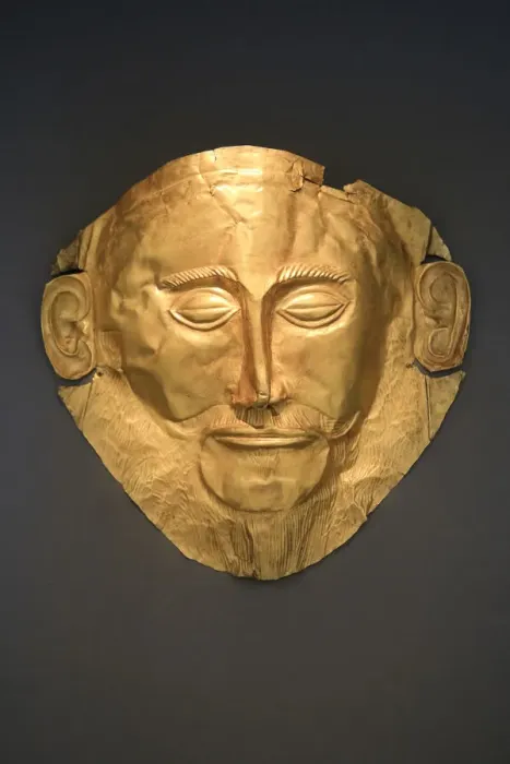 Framed Print : Greece, Attica, Athens, National Archaeological Museum, Gold death-mask known as Mask Framed Print : Greece, Attica, Athens, National Archaeological Museum, Gold death-mask known as Mask