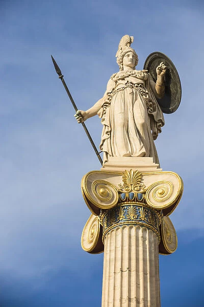 Greece, Attica, Athens, Statue of Athena at the Academy of Arts