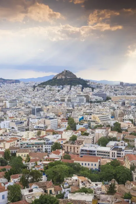 Framed Print : Greece, Attica, Athens, View of Central Athens - Plaka towards Lykavittos Hill Framed Print : Greece, Attica, Athens, View of Central Athens - Plaka towards Lykavittos Hill