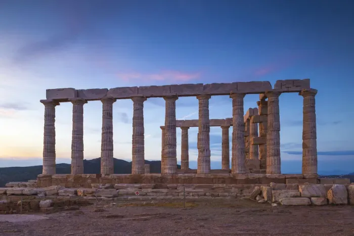 Framed Print : Greece, Attica, Cape Sounion, Temple of Poseidon