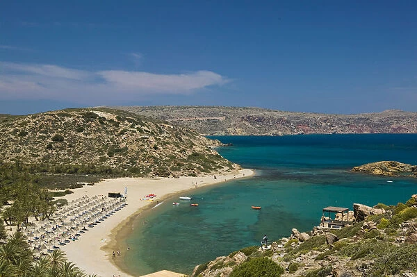 Greece, Crete, Lasithi Province-Vai, Vai Beach with its Roman Era Palm Grove