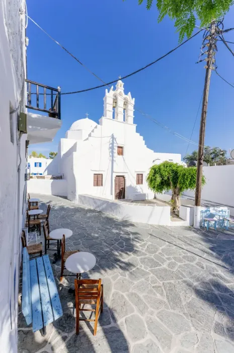 Framed Print : Greece, Cyclades Islands, Folegandros Island, Hora town. Church and road in summertime Framed Print : Greece, Cyclades Islands, Folegandros Island, Hora town. Church and road in summertime