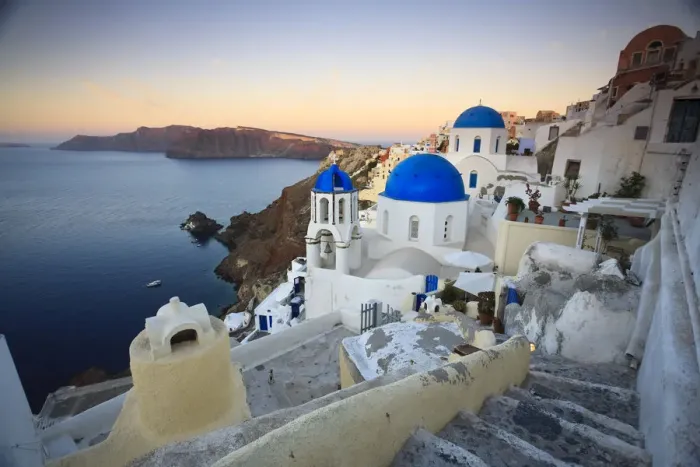 Framed Print : Greece, Cyclades, Santorini, Oia Town and Santorini Caldera Framed Print : Greece, Cyclades, Santorini, Oia Town and Santorini Caldera