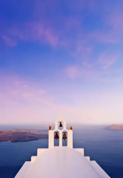 Framed Print : Greece, The Cyclades, Santorini (Thira), Imerovigli, White church at dusk Framed Print : Greece, The Cyclades, Santorini (Thira), Imerovigli, White church at dusk
