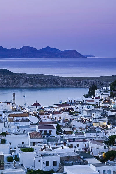 Greece, Dodecanese Islands, Rhodes, Lindos, Lindos Town View