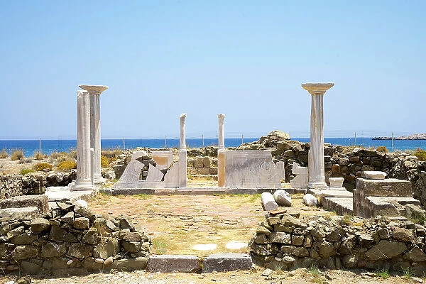 Greece, Dodecanese, Karpathos, port city of Pigadia, ruins of the basilica of Agia Fotini