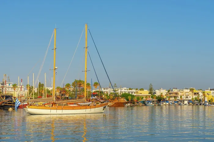 Framed Print : Greece, Dodecanese, Kos Island, Kos Town, boats moored in harbour Framed Print : Greece, Dodecanese, Kos Island, Kos Town, boats moored in harbour