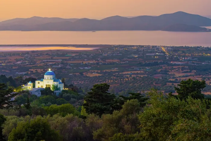 Framed Print : Greece, Dodecanese, Kos Island, Zia, Church of Kímissis tis Theotokou, overview at dusk Framed Print : Greece, Dodecanese, Kos Island, Zia, Church of Kímissis tis Theotokou, overview at dusk