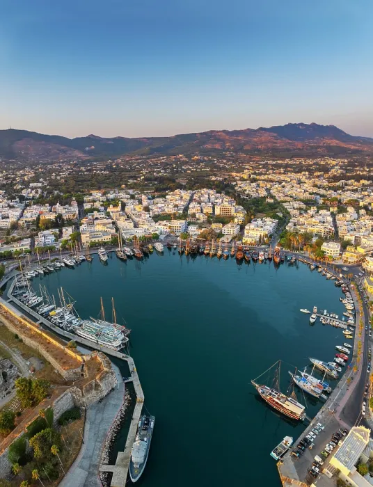 Framed Print : Greece, Dodecanese, Kos Island, Kos Town, and harbour Framed Print : Greece, Dodecanese, Kos Island, Kos Town, and harbour