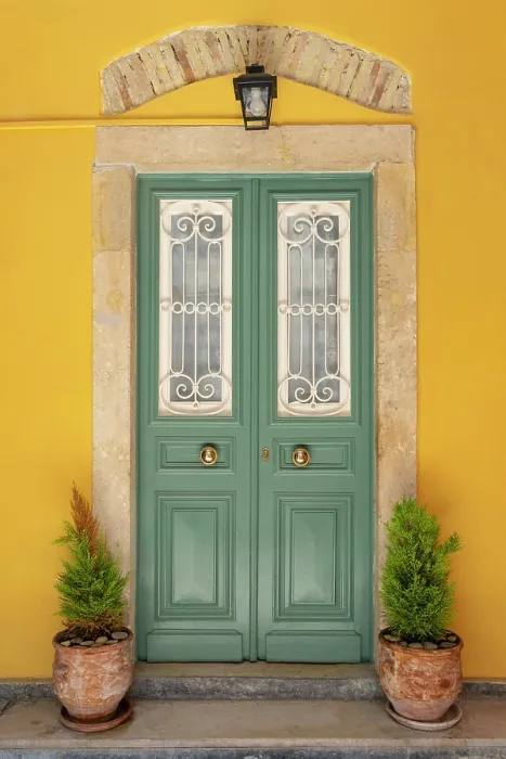 Framed Print : Greece, Ionian Islands, Corfu, Corfu town, Green door Framed Print : Greece, Ionian Islands, Corfu, Corfu town, Green door