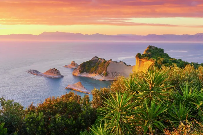 Framed Print : Greece, Ionian Islands, Corfu island, Cap Drastis at sunset Framed Print : Greece, Ionian Islands, Corfu island, Cap Drastis at sunset