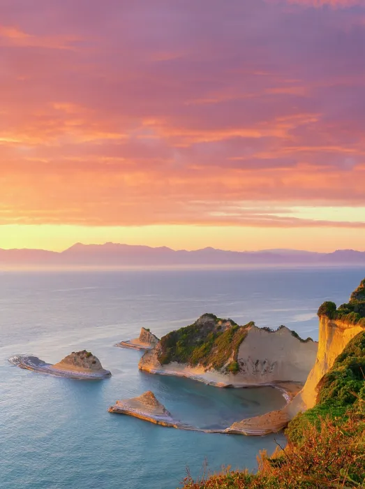 Framed Print : Greece, Ionian Islands, Corfu island, Cap Drastis at sunset Framed Print : Greece, Ionian Islands, Corfu island, Cap Drastis at sunset