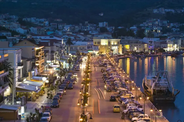 Framed Print : Greece, Northeastern Aegean Islands, Samos, Vathy (Samos Town), View along Themistokleous Framed Print : Greece, Northeastern Aegean Islands, Samos, Vathy (Samos Town), View along Themistokleous