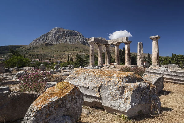 Greece, Peloponese Region, Corinth, Ancient Corinth, Temple of Apollo