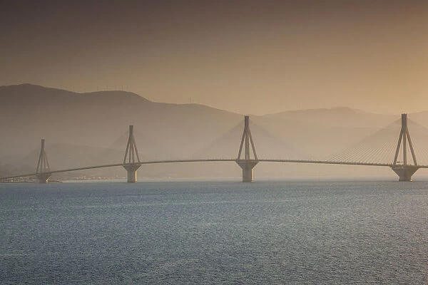 Greece, Peloponese Region, Gulf of Corinth, Patra-area, Rio Antirio Bridge