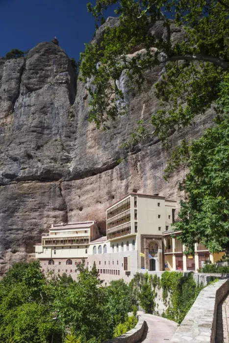 Framed Print : Greece, Peloponese Region, Vouraikou Gorge, Moni Mega Spileo monastery Framed Print : Greece, Peloponese Region, Vouraikou Gorge, Moni Mega Spileo monastery