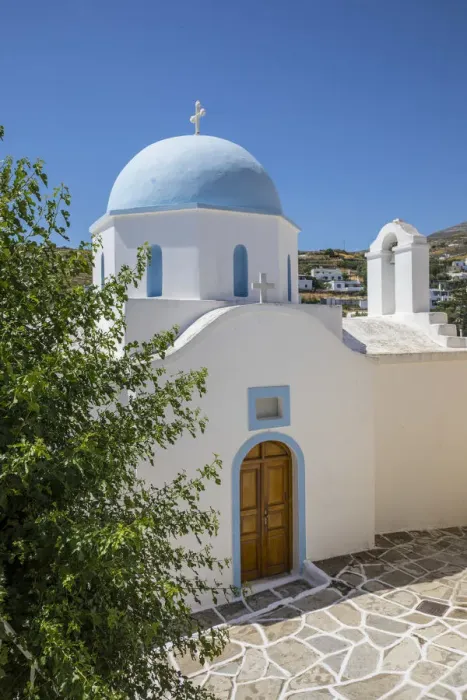 Framed Print : Greek Orthodox chapel, Lefkes Village, Paros, Cyclade Islands, Greece