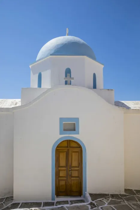 Framed Print : Greek Orthodox chapel, Lefkes Village, Paros, Cyclade Islands, Greece