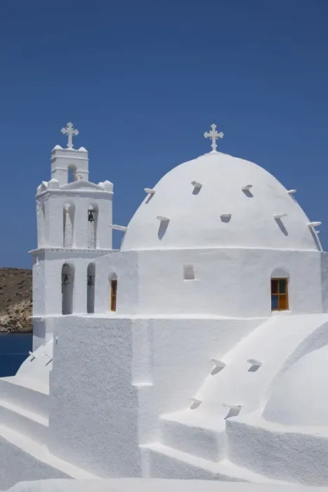 Framed Print : Greek Orthodox church, Ios town, Ios Island, Cyclades Islands, Greece