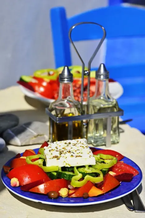 Framed Print : Greek salad in taverna in Mirtos, Crete, Greece, Europe Framed Print : Greek salad in taverna in Mirtos, Crete, Greece, Europe