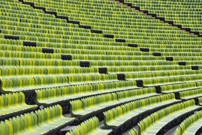 Framed Print : Green stadium seating in the Munich Olympic Stadium, Munich Olympic Park Framed Print : Green stadium seating in the Munich Olympic Stadium, Munich Olympic Park