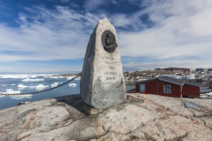 Framed Print : Greenland, Disko Bay, Ilulissat, Knud Rasmussen Memorial Framed Print : Greenland, Disko Bay, Ilulissat, Knud Rasmussen Memorial