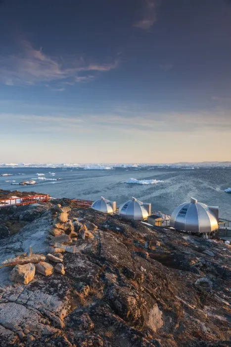 Framed Print : Greenland, Disko Bay, Ilulissat, waterfront igloo houses Framed Print : Greenland, Disko Bay, Ilulissat, waterfront igloo houses