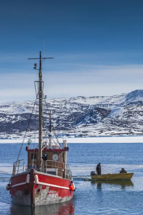 Framed Print : Greenland, Disko Bay, Oqaatsut, village harbor Framed Print : Greenland, Disko Bay, Oqaatsut, village harbor