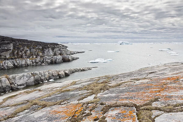 Greenland, DiskoBay, Cliffs of Rodebay a small village of fishermen and seal hunters