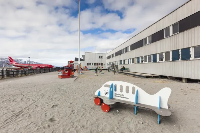 Framed Print : Greenland, Kangerlussuaq, Greenlands Main international airport, playground