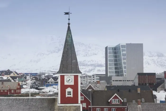 Framed Print : Greenland, Nuuk, Frelsers Kirche church and skyline Framed Print : Greenland, Nuuk, Frelsers Kirche church and skyline