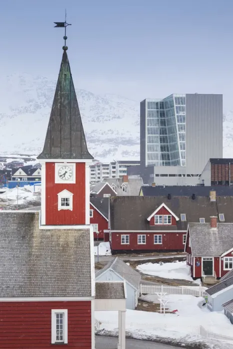 Framed Print : Greenland, Nuuk, Frelsers Kirche church and skyline Framed Print : Greenland, Nuuk, Frelsers Kirche church and skyline